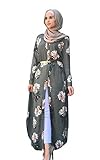GladThink Mujer musulmán islámico árabe Vestido Abaya Gris L