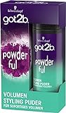 got2b Powder'ful Volumen Styling Polvo (10 g), polvo para el cabello para un impulso instantáneo de volumen en polvo con fórmula revolucionariamente ligera, sujeción 4