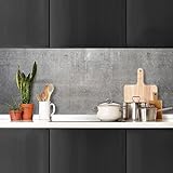 Panel protector antisalpicaduras cocina adhesivo de pared efecto cemento 180 x 60 cm 100% made in Italy con tinta no tòxica, ignìfuga y resistente al agua