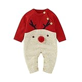 Verve Jelly Suéter de Navidad para bebé unisex, mono de punto para niños pequeños, traje de reno, ropa roja