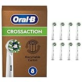 Oral-B CrossAction Recambios Cepillo de Dientes Eléctrico, Pack de 8 Cabezales con Tecnología Clean Maximiser, Blanco - Originales, (Tamaño Buzón)