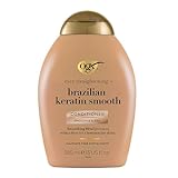 OGX Brazilian Keratin Smooth Conditioner (385 ml), acondicionador con aceite de coco y keratina, acondicionador sin sulfatos ni parabenos, para cabello rizado u ondulado