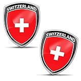 Biomar Labs® 2 x 3D Gel Pegatinas Siliconas Adhesivos Emblema Auto Coche Moto Bici Ordenador Bandera Nacional Suiza Swiss Switzerland F 155