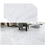 VEELIKE autoadhesivo baldosas de mármol blanco adhesivo para piso adhesivo para piso renovación de piso adhesivo para dormitorio baño impermeable 30 cm × 60 cm 12 piezas