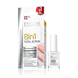 Eveline Cosmetics 8 en 1 Suero endurecedor de uñas fortalecedor de crecimiento intensivo de acción total Silver Shine | 12ml | Tratamiento Reparador de Uñas Rotas y Quebradizas | Efecto reluciente