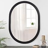 JJUUYOU Espejo de pared ovalado con marco de madera para baño, espejo decorativo montado en la pared, espejo de tocador para sala de estar, entrada, dormitorio