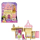 Disney Princess Minis Castillo de Bella Casa de muñecas apilable con figura, muebles y accesorios, juguete +3 años (Mattel HPL52)