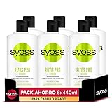 Syoss Rizos Pro Acondicionador para cabello rizado y ondulado (6 x 440 ml), fórmula profesional con ingredientes naturales y efecto anti frizz, apto para el método curly