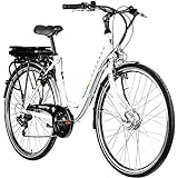 ZÜNDAPP E Bike 700c Pedelec Z503 - Bicicleta eléctrica para mujer (28 pulgadas), color blanco y verde