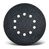 MENZER Black Discos Abrasivos con Velcro, 225 mm, 10 Agujeros, Grano 16, para Lijadoras de Pared, Carburo de Silicio (10 Piezas)
