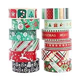 Navidad Washi tape set 12 Cintas adhesivas Rainbow Kawaii Decorativo de Masking Tape Washi Tape Decorativas de Colores Washi Cinta de Enmascarar para DIY manualidades álbumes de recortes y regalos
