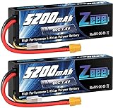 Zeee 2S Lipo Battery 7.4V 80C 5200mAh Batería de Estuche rígido con Enchufe XT60 para RC Evader Bx Coche Camión Camión Truggy RC Hobby (2 Paquetes)