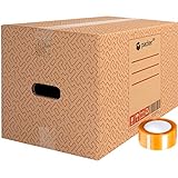 packer PRO Pack 20 Cajas Carton para Mudanzas y Almacenaje Ultra Resistentes con Asas y Cinta Adhesiva 430x300x250mm