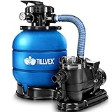 tillvex Depuradora Azul de Agua para Piscina 10 m³/h - 5 Funciones de Filtrado - Bomba de Filtro de Arena con Válvula