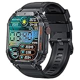 GaWear Reloj Inteligente Hombre con Llamadas y Whatsapp,1.96' smartwatch con Llamadas Pulsómetro Presión Arterial,Monito de Sueño,Podómetro Pulsera Reloj Android iOS(Negro)
