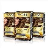 Syoss Oleo Intense - Tinte 6-80 Rubio Caramelo – Coloración permanente Sin Amoníaco – Cobertura profesional de canas – Resultados de peluquería (Pack De 3)
