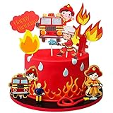 VMOTA 10 Pcs Bomberos Decoración para Tartas Cumpleaños Bomberos Figuras Cake Topper Bombeross Adornos para Pasteles Cupcakes Topper Decoración de Pastel para Niños