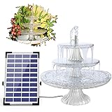 AISITIN Fuente Solar Decorativa 5,5W con Comedero de Cristal de 3 Niveles, Mejorada, Desmontable para Decoración de Jardín