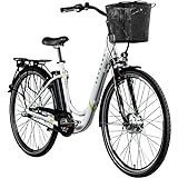 ZÜNDAPP E Bicicleta eléctrica para mujer, 700 c, Pedelec Z510, bicicleta eléctrica de 28 pulgadas, color blanco/verde, 48 cm