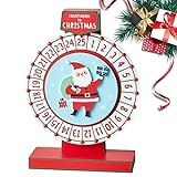 Calendario de rueda de Navidad | Rueda giratoria de Papá Noel cuenta regresiva | Decoración de madera para estanterías, Navidad, dormitorios, hogar Essue