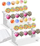 LWAIX Soporte Piruletas 2pcs Soporte Cake Pops 3 Tier Lollipop Stand madera 17 Holes Con Palos de Piruleta para Bodas Baby Showers Fiestas de Cumpleaños Aniversarios