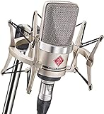 Neumann TLM 102 Studio Set - Micrófono condensador cardioide ideal para el hogar/instrumento de estudio profesional, grabación de podcast vocal, Twitch - Níquel