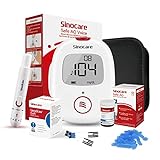 Sinocare Kit Medidor de Glucosa en Sangre, Glucómetro, 25 x Tiras de Prueba y Dispositivo Punción - mg/dL (Safe AQ Voice)