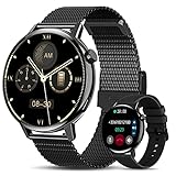 KIQULOV 2023 Smartwatch Hombre Recibir y Contestar Llamadas,Reloj Inteligente Hombre con Pulsómetro, Presión Arterial, SpO2 y Sueño, 1.36” Smartwatch con Llamada para Android iOS
