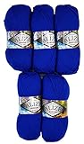 Alize Burcum Klasik Juego de 5 ovillos de Lana para Hacer Punto, en un diseño Monocolor y con un Peso Individual de 100 g (500 g en Total) - Royl Blau
