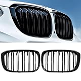 YIUBCZOQI G01 Rejilla de radiador para BMW X3 G01 2018-2021 X4 G02 2019-2021 riñón doble puente deportivo brillante negro