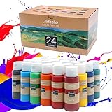 Artecho Pinturas Acrilicas 24 × 59 ml, Acrylic Paint Set, Impermeable y resistente a la luz, para Lienzos, Tela, Madera, Cristal, Piedras.