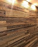 Vintage-Holz Revestimiento de pared de madera vieja para pegar. Peneeles de montaje rápido. Gran decoración de madera para la pared