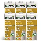 Ecocesta - Pack de 6 Unidades de 1 L de Bebida Ecológica Vegetal de Almendra - Sin Azúcar Añadido y Sin Gluten - Apto para Veganos
