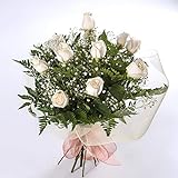 REGALAUNAFLOR-Ramo de 12 rosas blancas naturales-FLORES FRESCAS-ENTREGA EN 24 HORAS DE LUNES A SABADO.-FLORES NATURALES