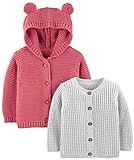 Simple Joys by Carter's 2-Pack Neutral Knit Cardigan Sweaters Infant-and-Toddler, Gris/Rojo, 3-6 Meses (Pack de 2) para Bebés