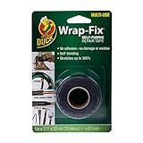 Duck Tape Wrap-Fix - Cinta de reparación autofusible | Autoamalgamante | Autoadherente para fontanería | Cinta de reparación de tuberías | Cinta de goma | Impermeable Negro 25 mm x 3 m