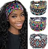 Generse Diademas bohemias africanas anchas para el pelo, bufanda elástica para la cabeza para mujeres y niñas (3 piezas)