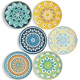 Juego de 6 Platos Planos Grandes de Porcelana - Vajilla de Ceramica para Cocina Colores Diseño - Set pour Cena - Apto para Microondas y Lavavajillas